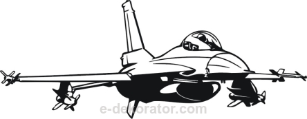 Myśliwiec - samolot odrzutowy - naklejka scienna - szablon malarski  - kod ED456