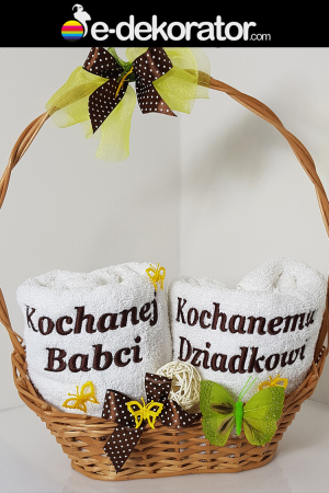 KOSZ GRAND zestaw ręczników z haftem - Kochanej Babci - Kochanemu Dziadkowi 2x50x100cm