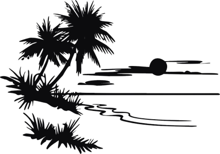 Bezludna wyspa - palma - naklejka scienna - szablon malarski - kod ED395