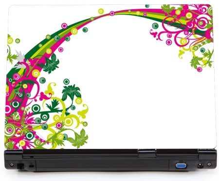 Tęcza kwiatki retro - naklejka na laptopa lapka  - kod ED662