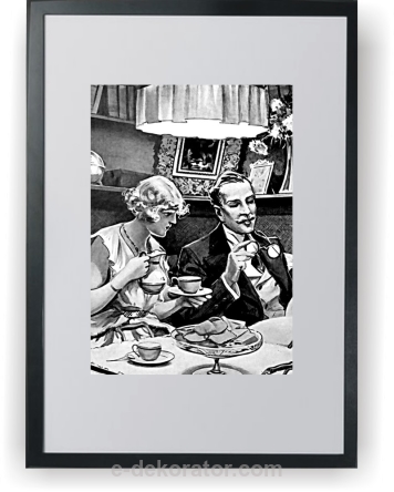 Man & Woman Winter Lunch - plakat A3 w ramce