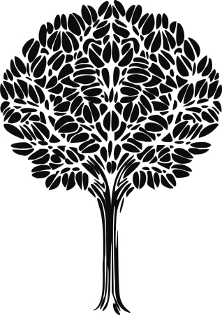 Ozdobne drzewko - krzaczek - naklejka scienna - szablon malarski - kod ED389