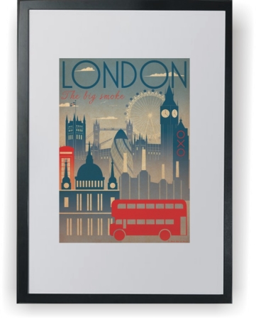 London Poster Art Deco - plakat A3 w ramce