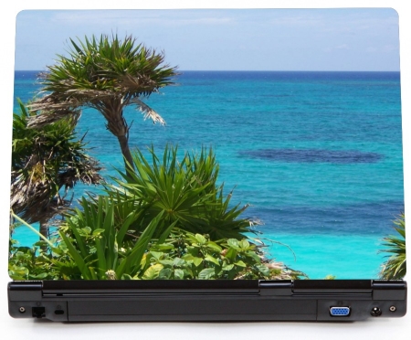 Morze palmy wyspa - naklejka na laptopa lapka - kod ED678