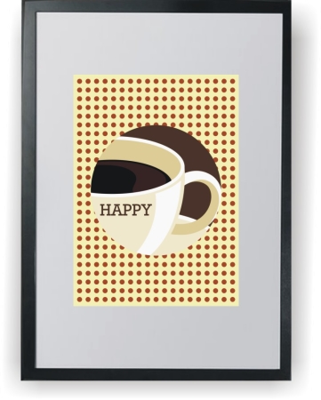 Cup of Coffea HAPPY - plakat a3 z ramką