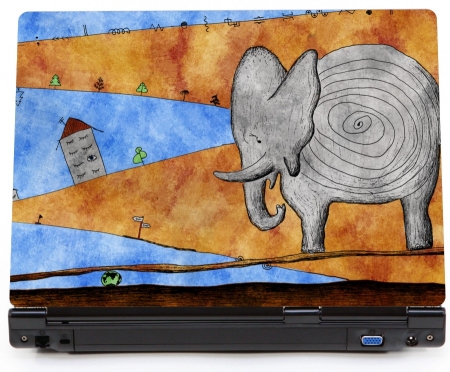 Słoń słonica pustynia rysunek - naklejka na laptopa lapka - kod ED655