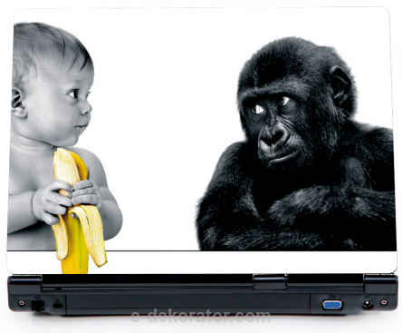 Dziecko i Małpka - naklejka na laptopa - kod ED563