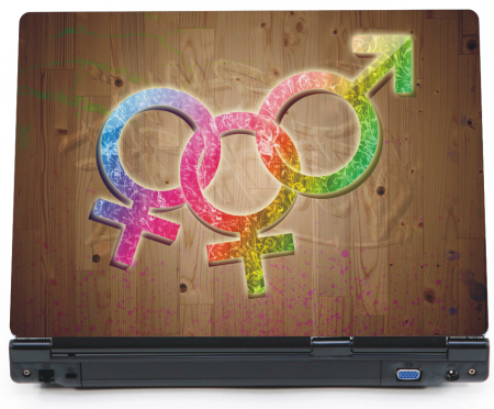Znak kobiety i mężczyzny symbol - naklejka na laptopa lapka - ED787