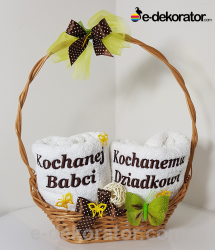 KOSZ GRAND zestaw ręczników z haftem - Kochanej Babci - Kochanemu Dziadkowi 2x70x140cm