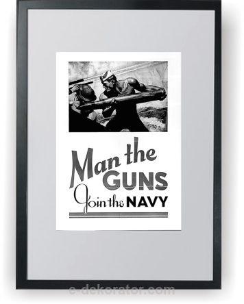 Plakat wojenny w ramce Man the Guns - Join to Army
