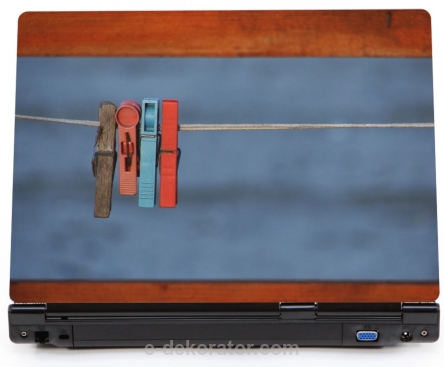 Sznur na pranie klamerki - naklejka na laptopa lapka  - kod ED660