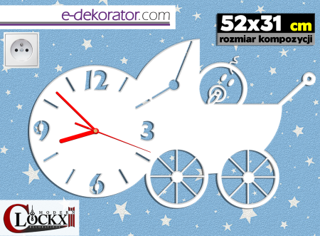 Wózek Dziecięcy BOBIKS 52x31cm CLOCKX - Zegar ścienny pokojowy
