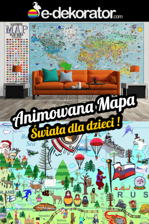 Mapa Świata dla dzieci ilustrowana nr MSWM001