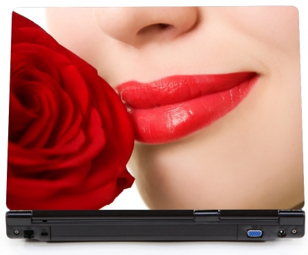 Ponętne usta z różą - naklejka na laptopa lapka - kod ED648