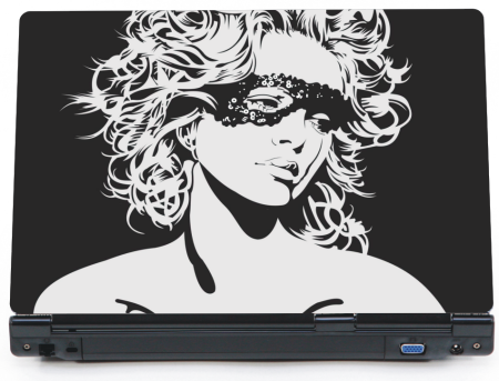 Kobieta w masce retro - naklejka na laptopa lapka - ED800