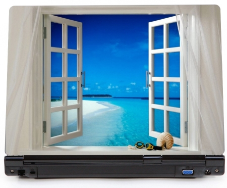 Okno na morze ocean - naklejka na laptopa lapka - kod ED630